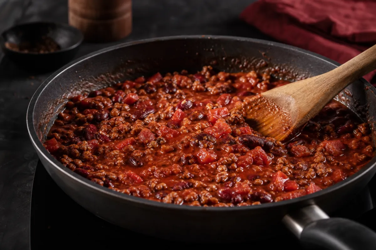 Nem chili con carne med hakket oksekød og bønner